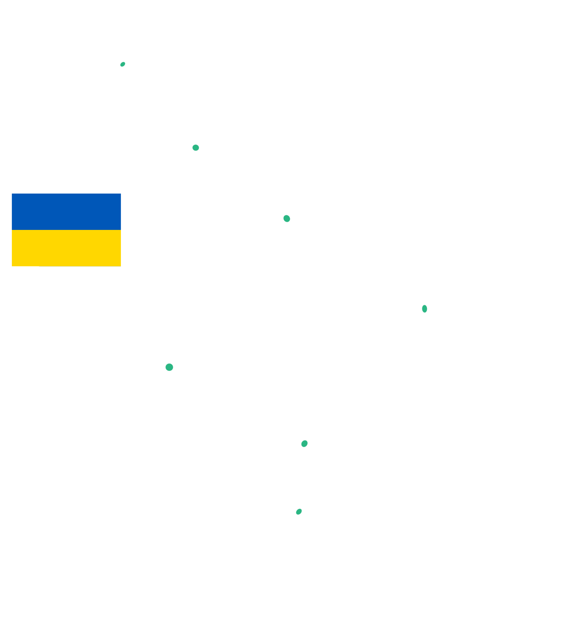 World map with the flag of Ukraine